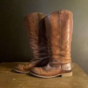 Frye Melissa Button Cognac Leather Boots